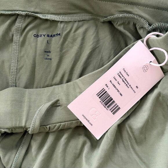 Cozy Earth Bamboo Classic Pajama Shorts Green L - Picture 3 of 5